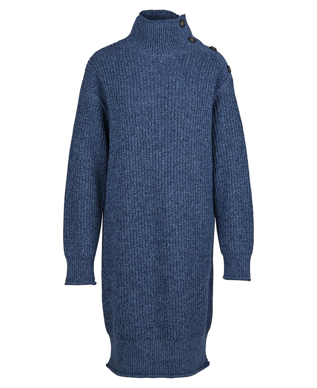 Barbour Greenwell Knitted Women's Dress Blue | PVFD-06492