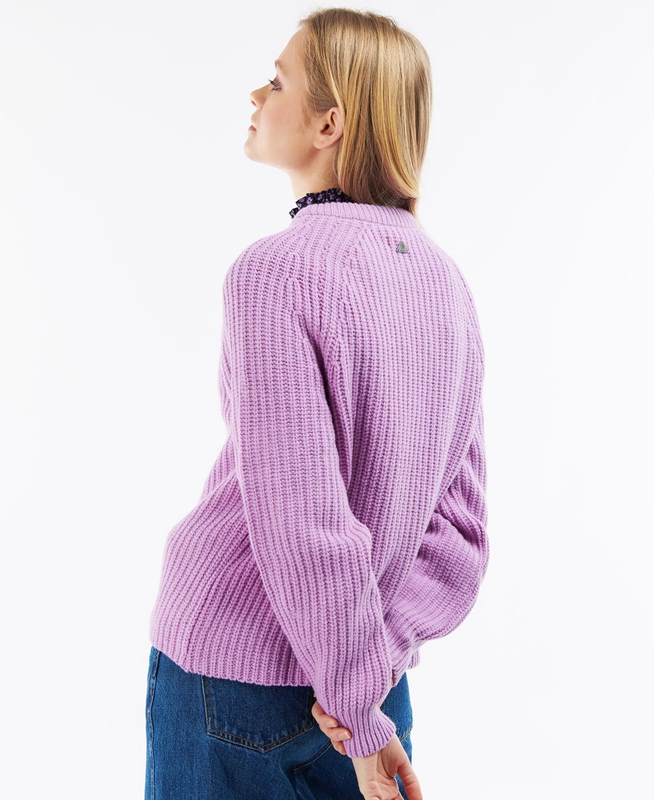 Barbour Hartley Knit Women's Sweaters Purple | VTXE-95413