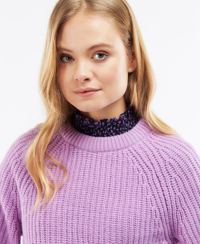 Barbour Hartley Knit Women's Sweaters Purple | VTXE-95413