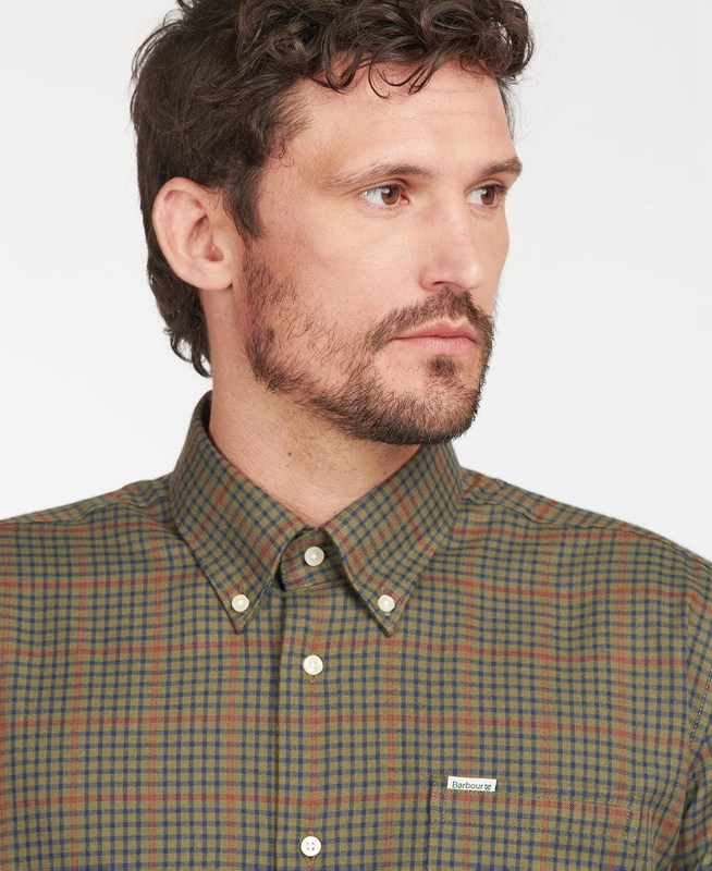 Barbour Hemd Henderson Thermo Weave Men's Shirts Olive | TOQA-03798