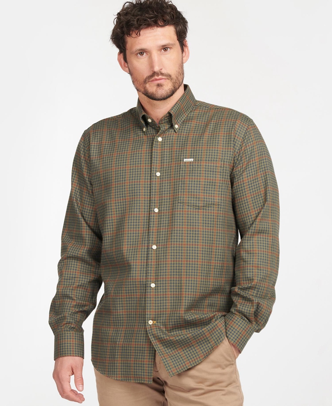 Barbour Hemd Henderson Thermo Weave Men\'s Shirts Olive | TOQA-03798