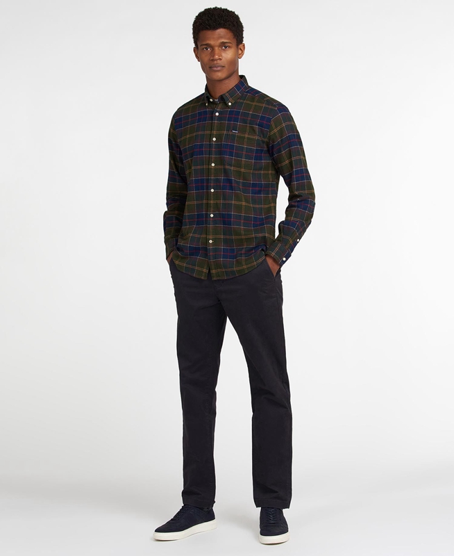 Barbour Hemd Kyeloch Tailored Men's Shirts Olive | XYUO-67549