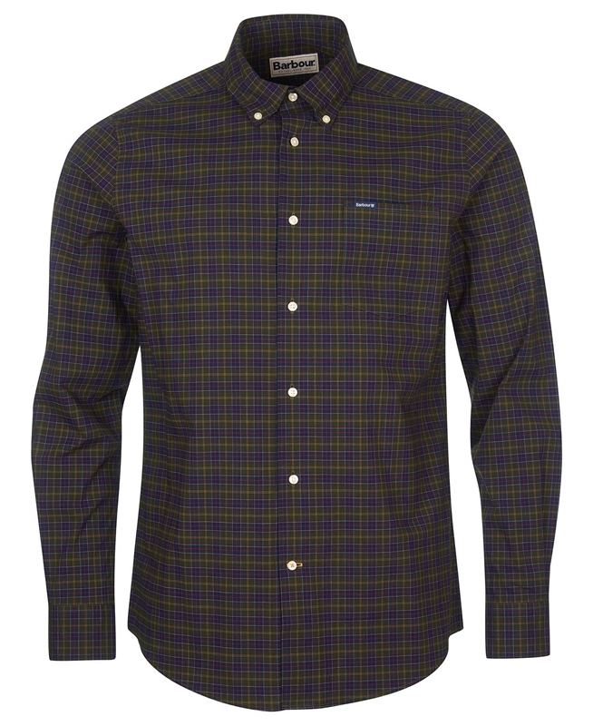 Barbour Hemd Lomond Tailored Men's Shirts Olive | XGNK-46091