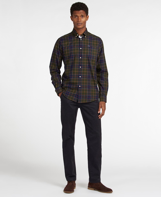 Barbour Hemd Wetheram Tailored Men's Shirts Olive | WMER-51834