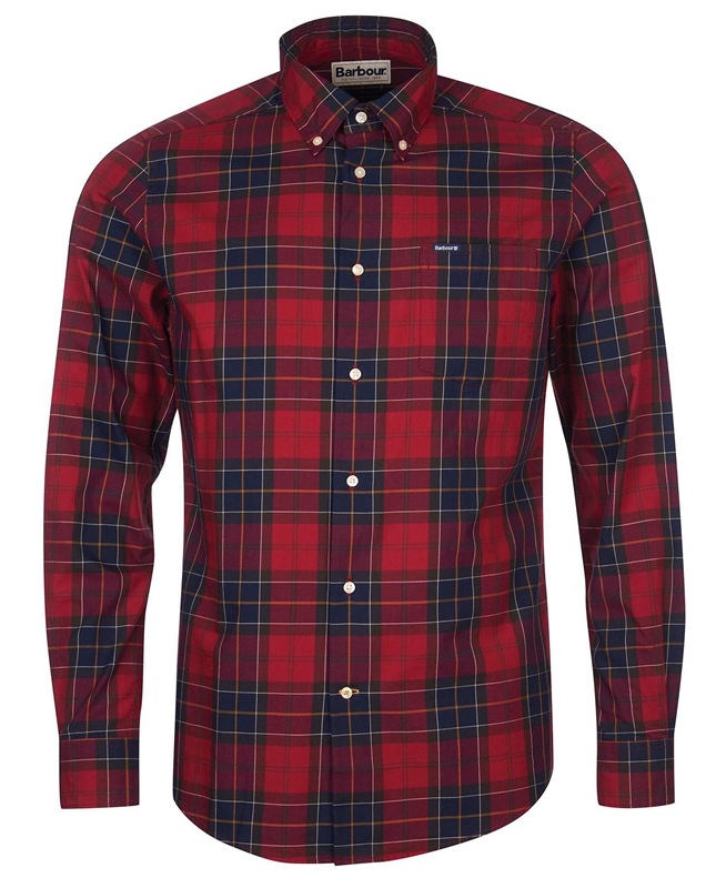 Barbour Hemd Wetheram Tailored Men's Shirts Red | XNMK-58437