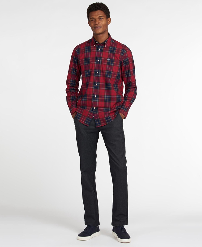 Barbour Hemd Wetheram Tailored Men's Shirts Red | XNMK-58437