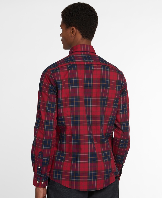 Barbour Hemd Wetheram Tailored Men's Shirts Red | XNMK-58437