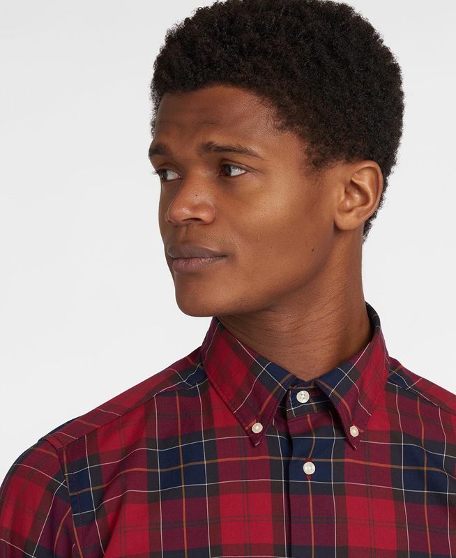 Barbour Hemd Wetheram Tailored Men's Shirts Red | XNMK-58437