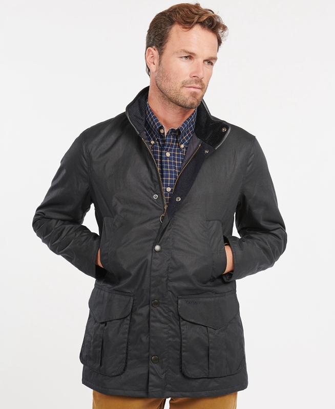 Barbour Hereford Men\'s Waxed Jackets Blue | AHMN-21756