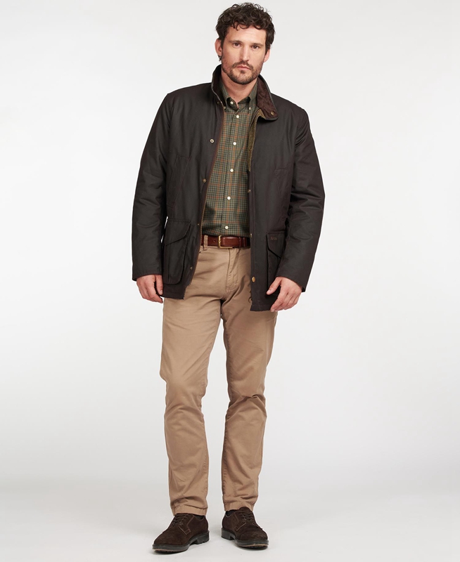 Barbour Hereford Men's Waxed Jackets Brown | DQSZ-30978