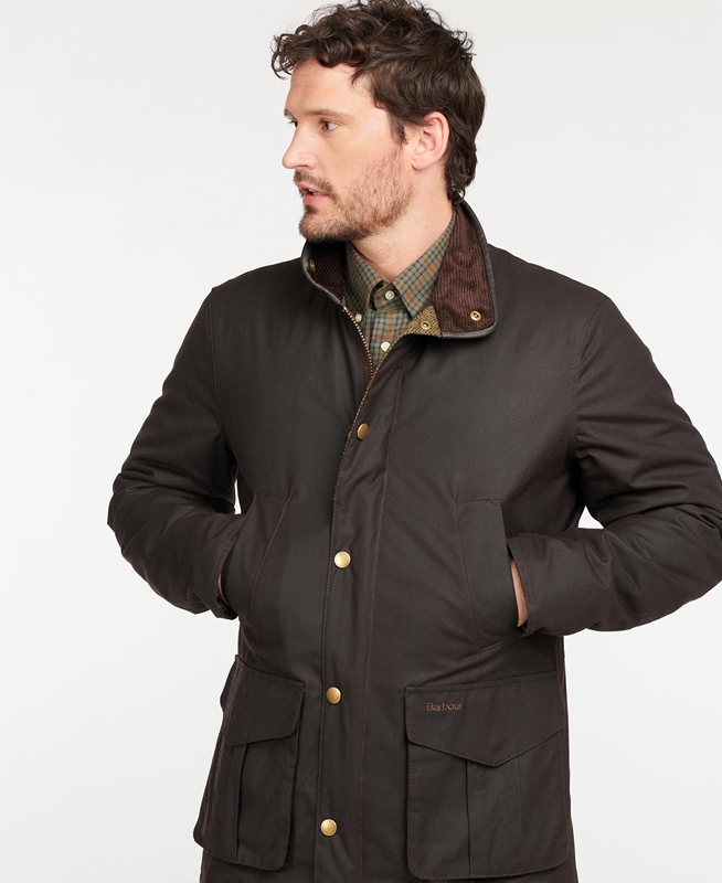 Barbour Hereford Men\'s Waxed Jackets Brown | DQSZ-30978