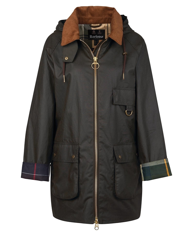 Barbour Highclere Women's Waxed Jackets Olive | BGIU-51704