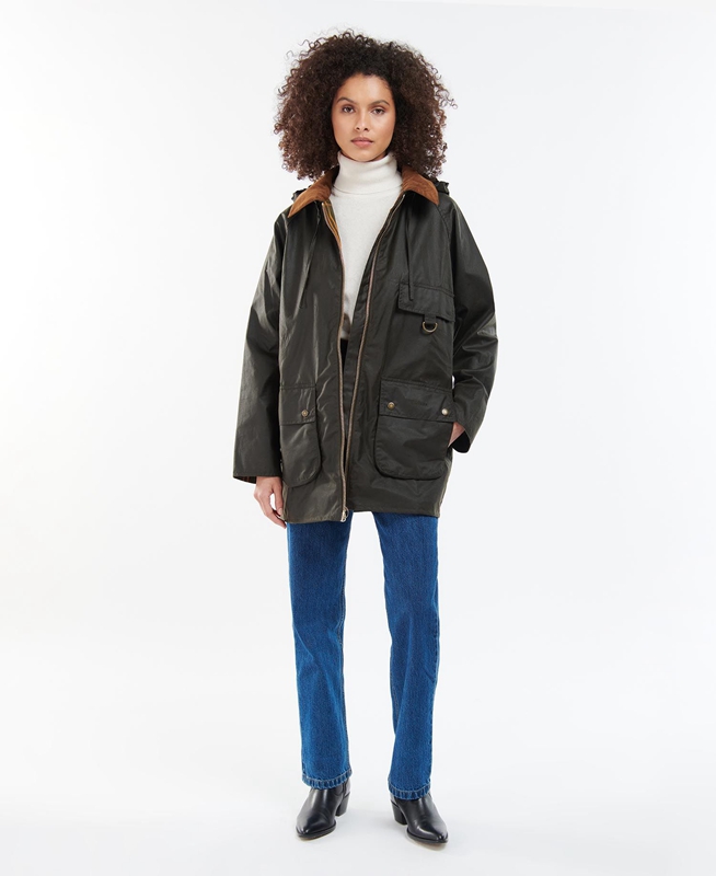 Barbour Highclere Women's Waxed Jackets Olive | BGIU-51704