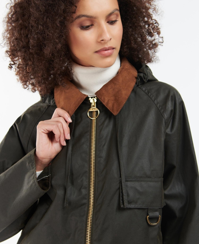 Barbour Highclere Women's Waxed Jackets Olive | BGIU-51704