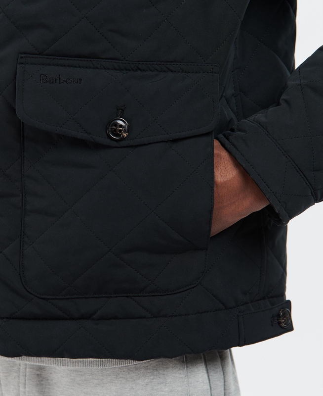 Barbour Hitchen Men's Quilted Jackets Black | CGYE-10963