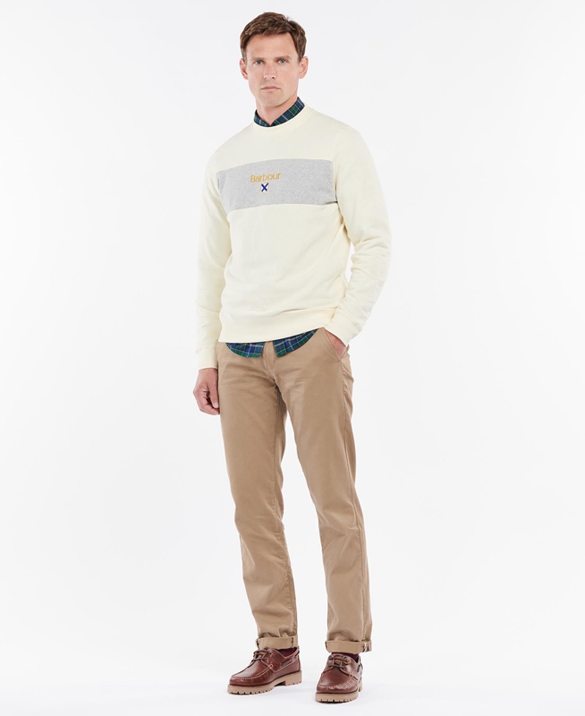 Barbour Honour Panel Crew Men's Sweatshirts Beige | GOUJ-15849