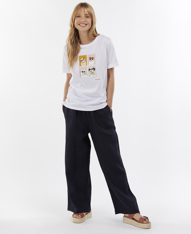 Barbour Hopewell Women's T Shirts White | NYVM-03187