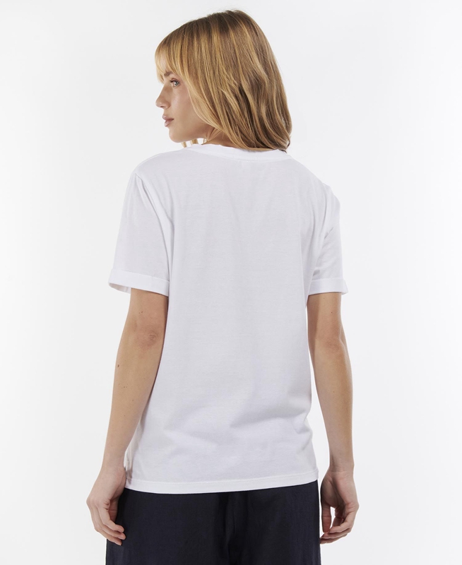 Barbour Hopewell Women's T Shirts White | NYVM-03187