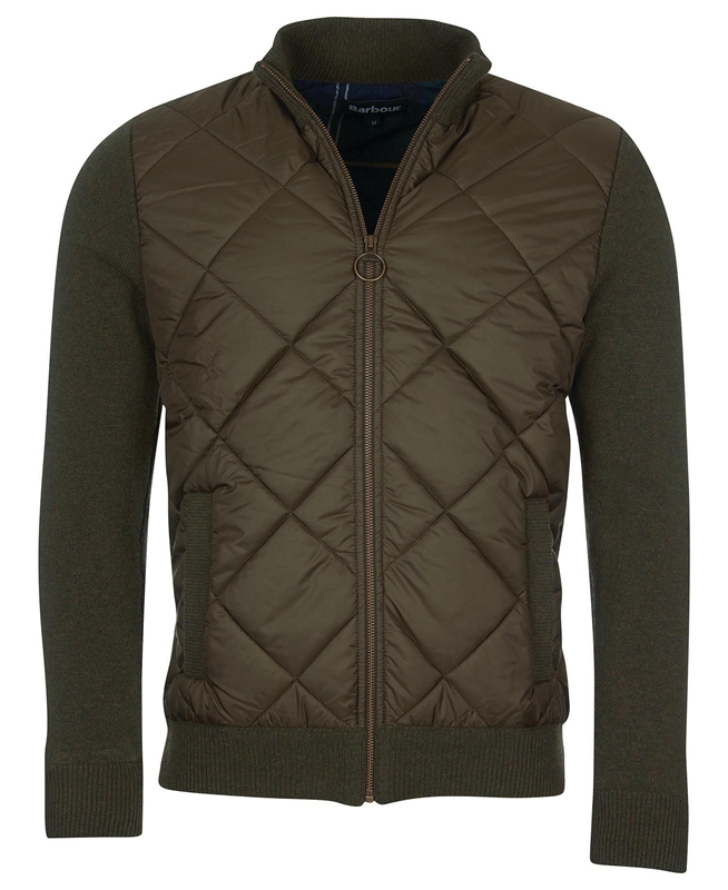 Barbour Jacke Arch Diamond Quilt Knit Men's Sweaters Olive | CLHZ-64973