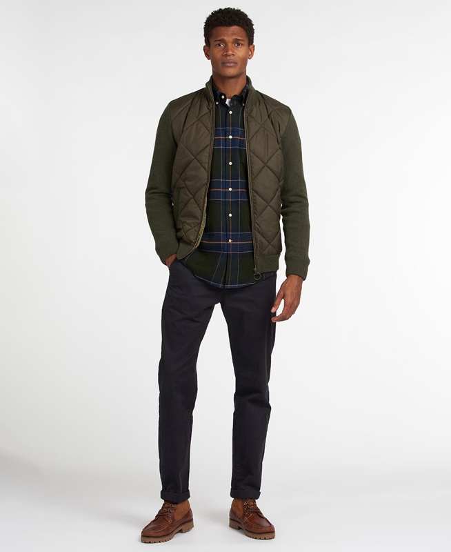 Barbour Jacke Arch Diamond Quilt Knit Men's Sweaters Olive | CLHZ-64973