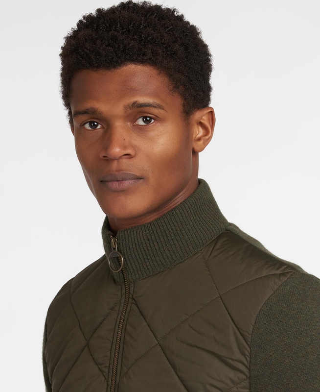 Barbour Jacke Arch Diamond Quilt Knit Men's Sweaters Olive | CLHZ-64973