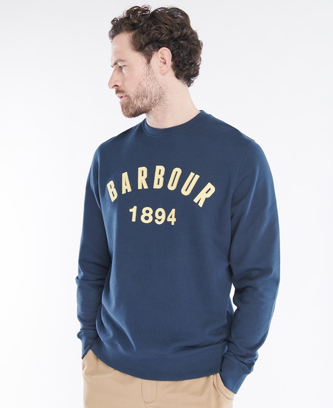 Barbour John Crew Men's Sweatshirts Navy | STQY-94137