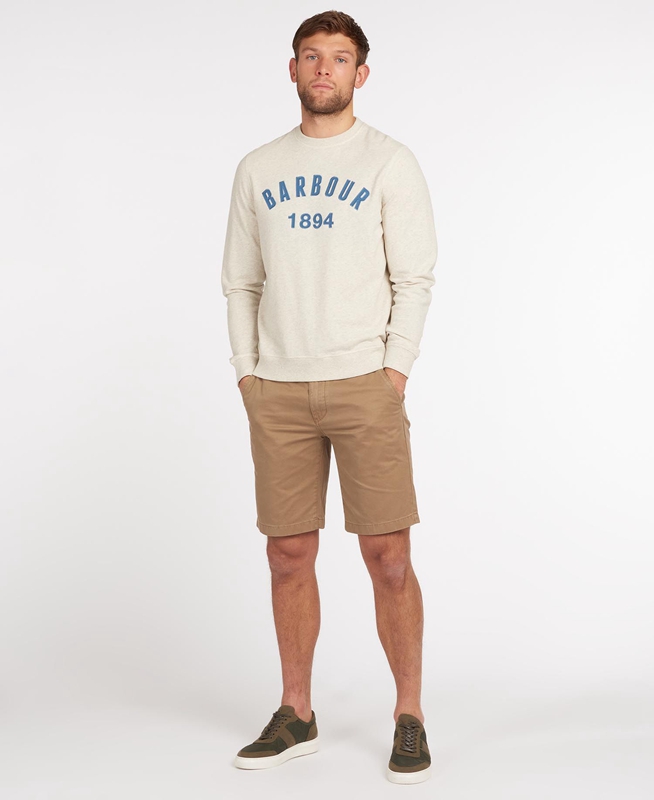 Barbour John Crew Neck Men's Sweatshirts Beige | RGVU-42517