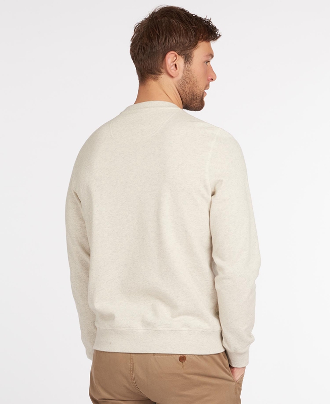 Barbour John Crew Neck Men's Sweatshirts Beige | RGVU-42517