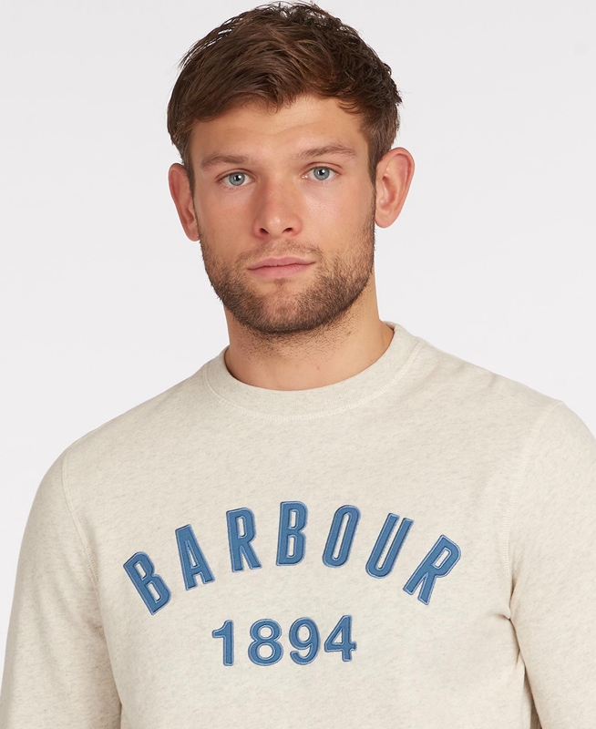 Barbour John Crew Neck Men's Sweatshirts Beige | RGVU-42517