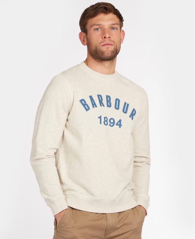 Barbour John Crew Neck Men\'s Sweatshirts Beige | RGVU-42517