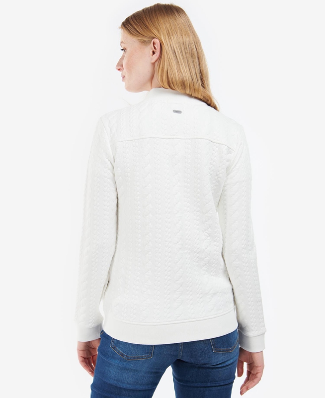 Barbour Kelsey Zip Women's Sweatshirts White | QWKT-84750