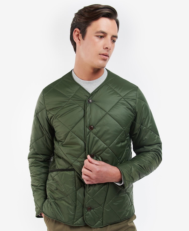 Barbour Liddesdale Cardigan Men\'s Quilted Jackets Olive | QNRV-70861