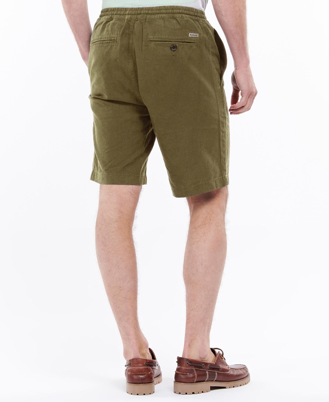 Barbour Linen Cotton Mix Men's Pants Green | GABP-23680