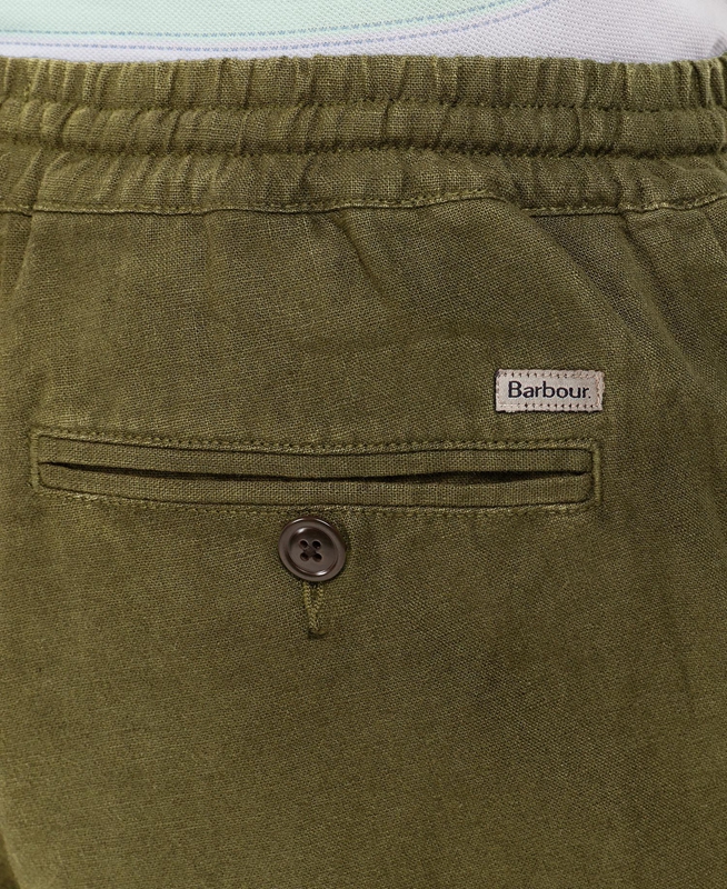 Barbour Linen Cotton Mix Men's Pants Green | GABP-23680