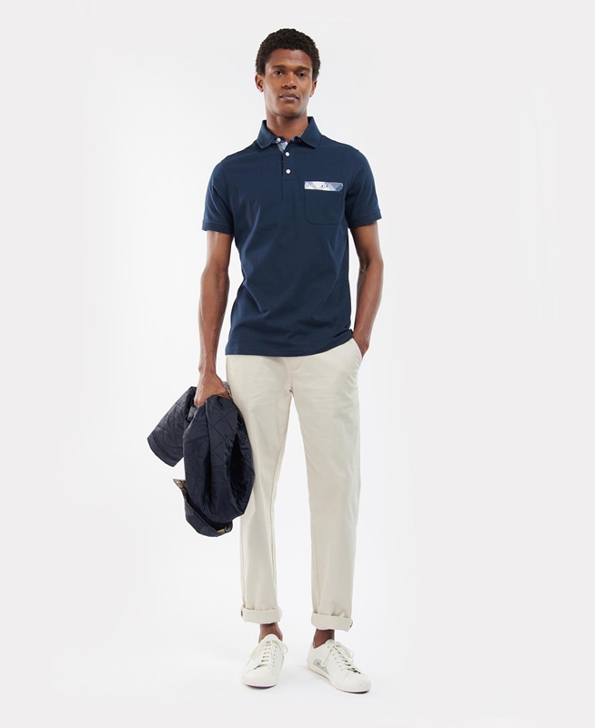 Barbour Lirst Men's Polo shirts Navy | FDAM-16507