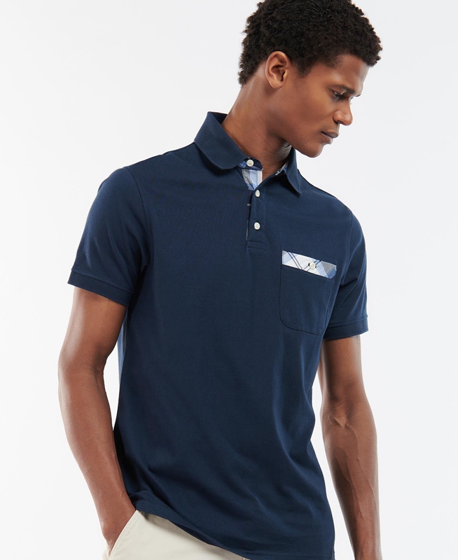 Barbour Lirst Men's Polo shirts Navy | FDAM-16507