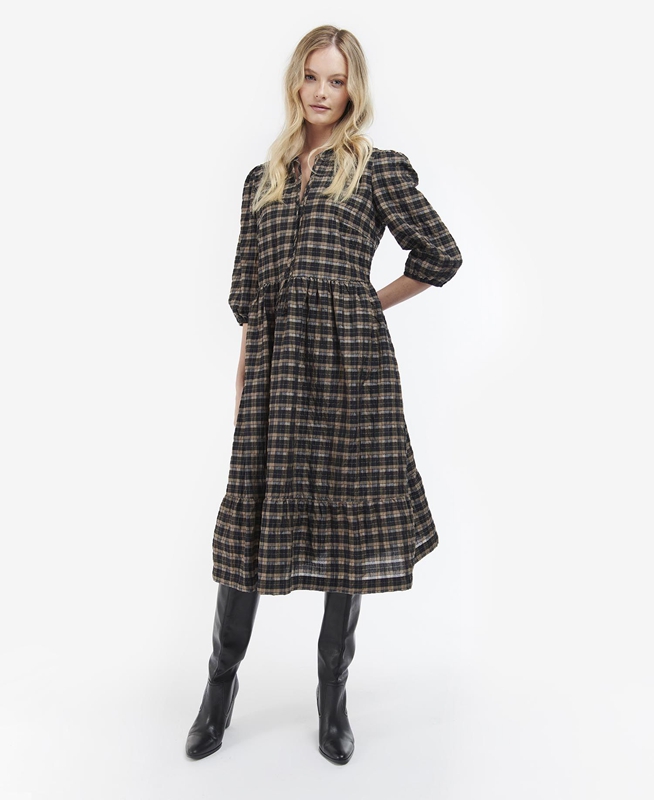 Barbour Lorelie Women's Dress Black | NEMK-18239