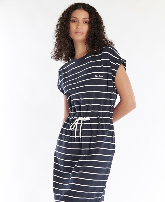 Barbour Marlo Stripe Women\'s Dress Navy | DZXP-47190