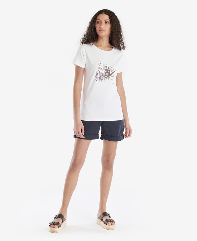 Barbour Melrose Women's T Shirts White | VKSI-14825