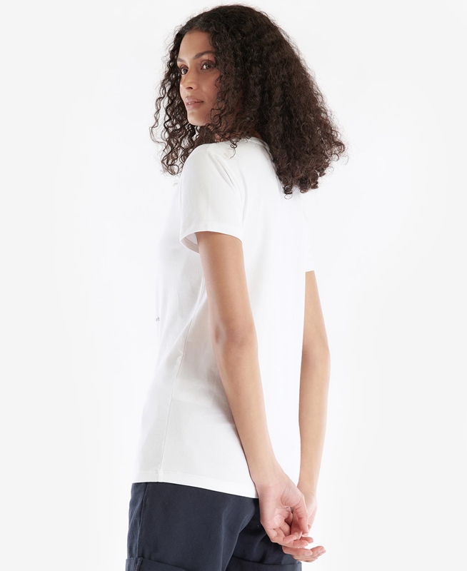 Barbour Melrose Women's T Shirts White | VKSI-14825