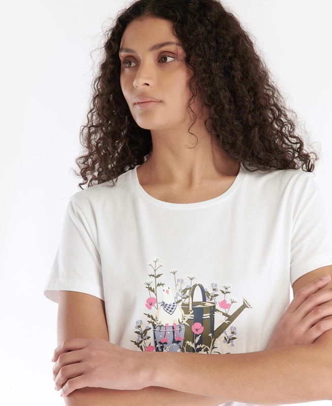 Barbour Melrose Women's T Shirts White | VKSI-14825