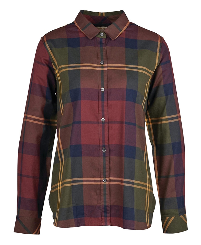 Barbour Moorland Women's Shirts Burgundy | OYQK-39470