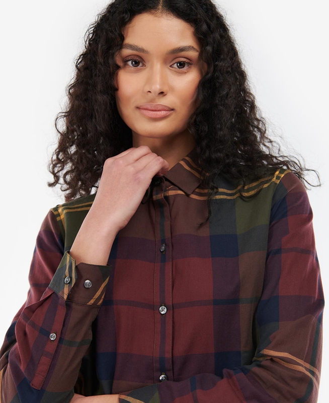 Barbour Moorland Women's Shirts Burgundy | OYQK-39470