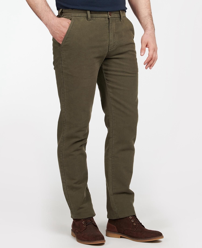 Barbour Neuston Moleskin Trouser Men\'s Pants Olive | KPFM-21845