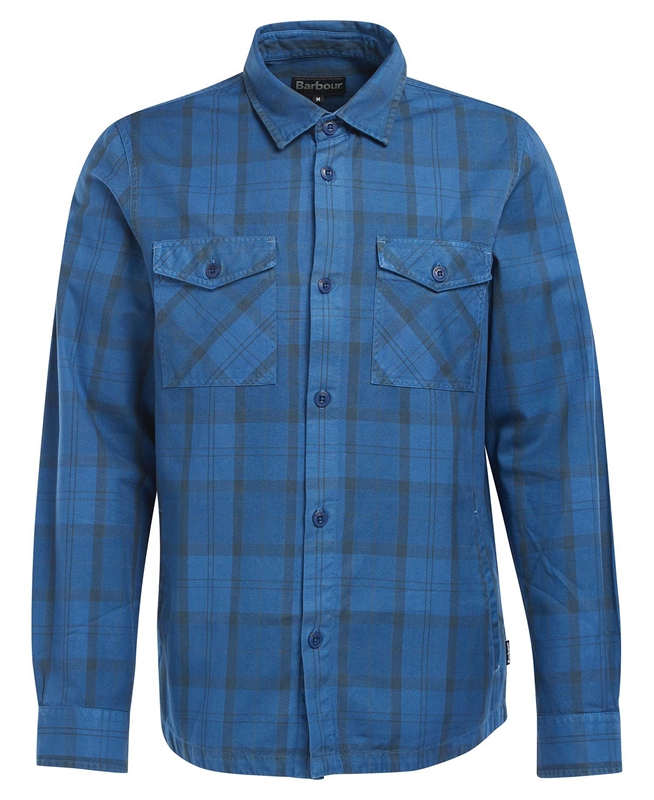 Barbour Overdyed Cannich Overshirt Men's Shirts Blue | XTPO-09568