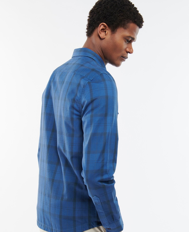 Barbour Overdyed Cannich Overshirt Men's Shirts Blue | XTPO-09568