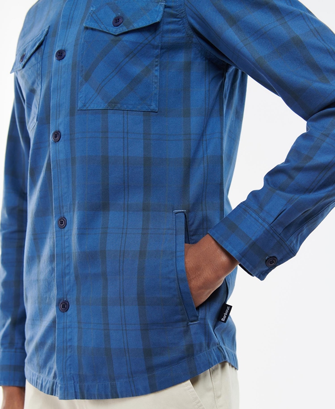 Barbour Overdyed Cannich Overshirt Men's Shirts Blue | XTPO-09568