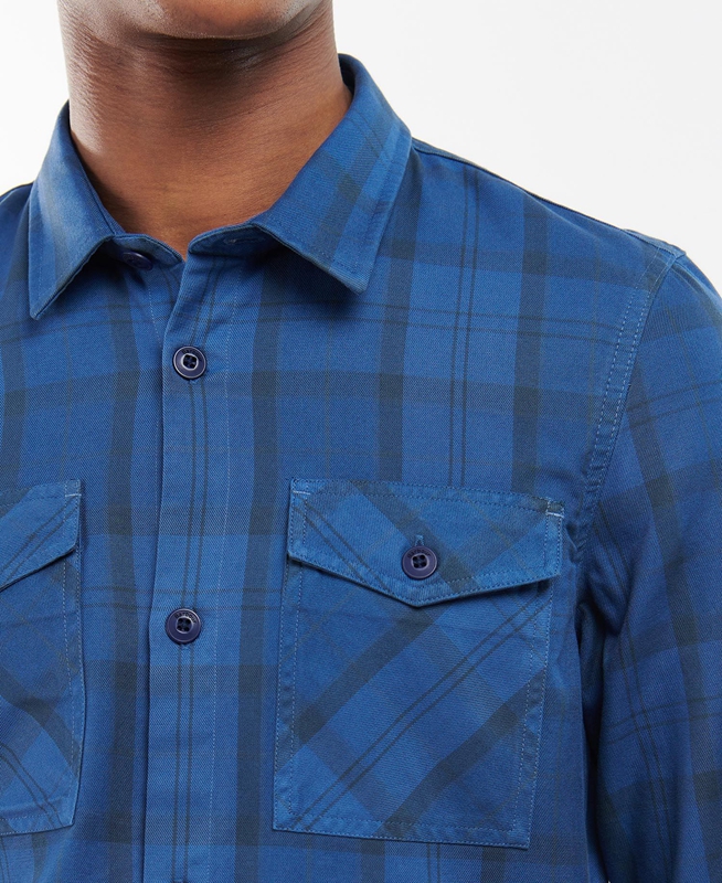 Barbour Overdyed Cannich Overshirt Men's Shirts Blue | XTPO-09568