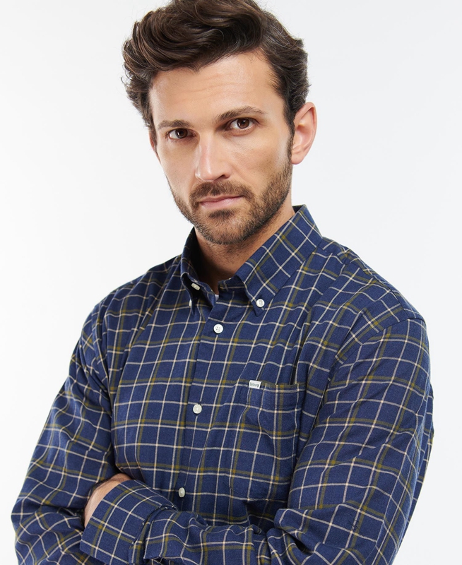 Barbour Pelton Regular Men's Shirts Navy | PYSJ-61593