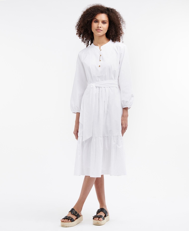 Barbour Philippa Women's Dress White | HYKI-42108